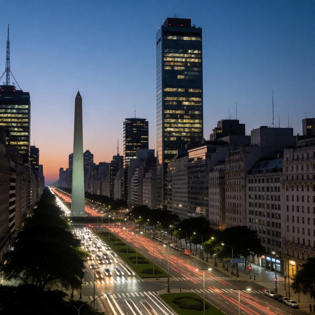 Ciudad de Buenos Aires al anochecer